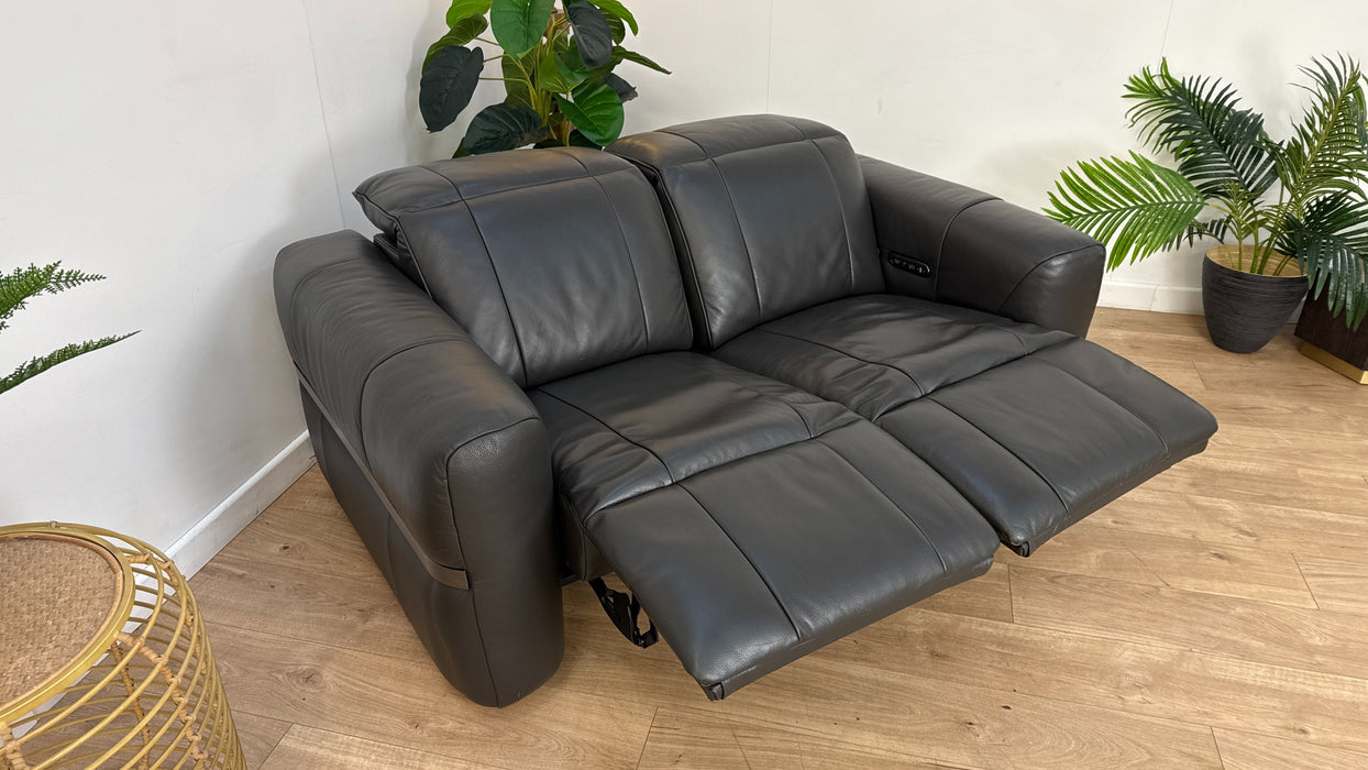 Sofology Lumiere Leather Recliner 2 Seater in Charcoal