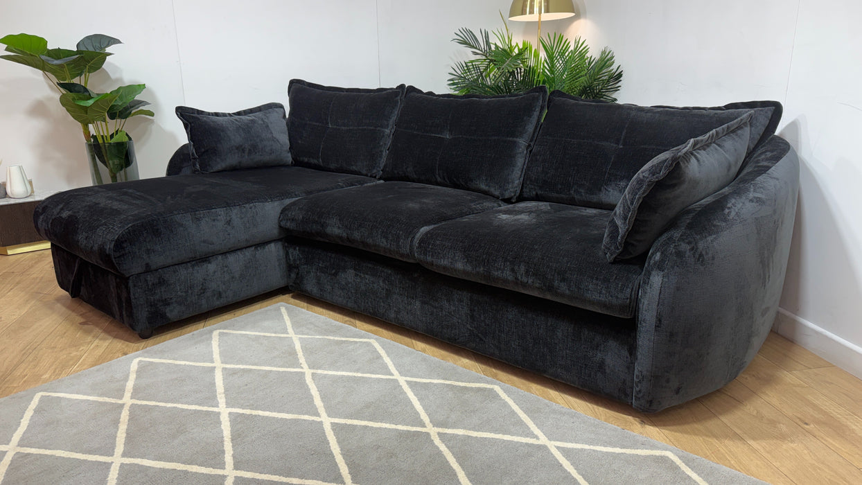 Sofology Portobello Fabric Chaise 3 Seater Foam Seats Storage in Luxury Chenille Anthracite