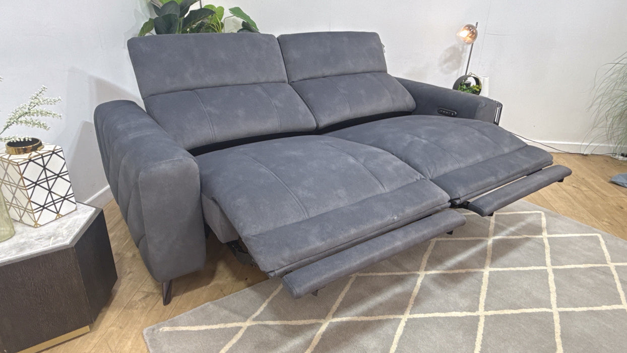 Sofology Allure Fabric 2.5 Seater Power Recliner/Headrest Lumbar Support in Lifestyle Flecked Charcoal