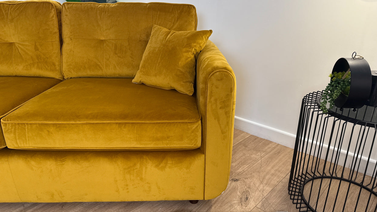 Sofology Islington Fabric 3 Seater Hypnos Deluxe Sofa Bed in Sleek Mustard