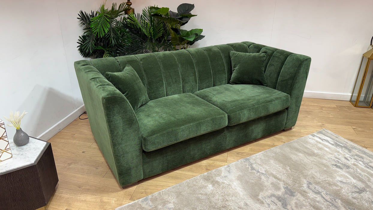 Sofology Downtown Fabric 3 Seater Sofabed Zoned Memory Foam Mattress in Soft Chenille Moss