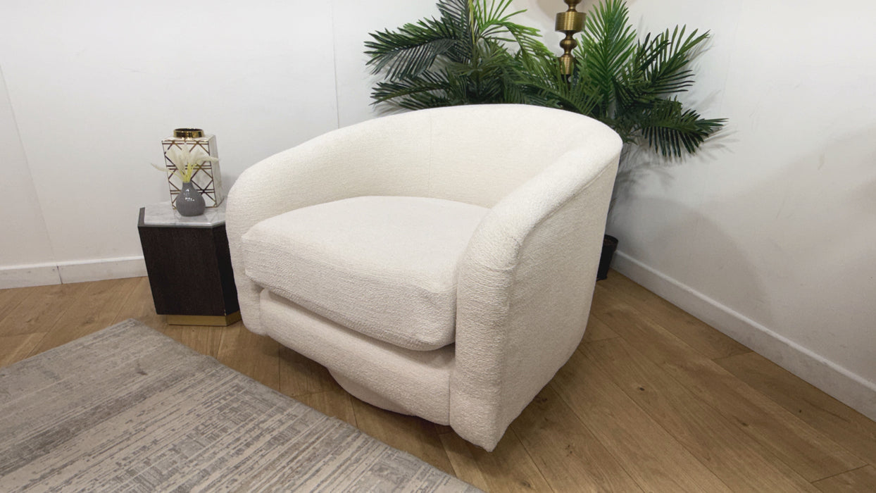 Sofology Westwood Fabric Swivel Chair in Soft Boucle Ecru