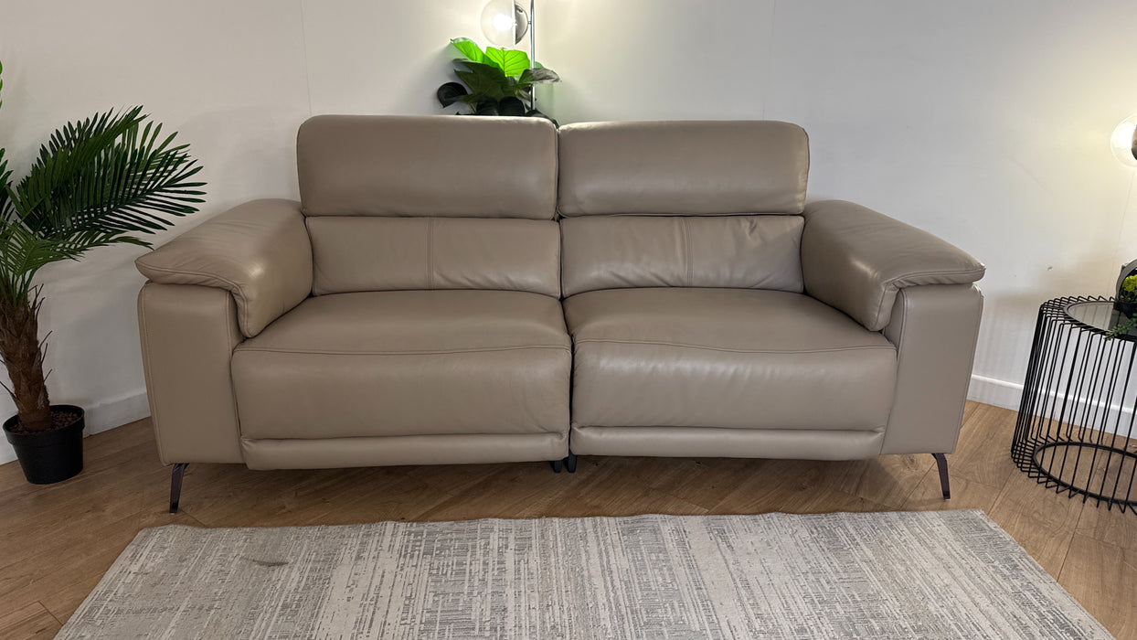 Sofology The Fratelli Leather 2.5 Seater Power Recliner/Headrest in Trusty Embossed Stone