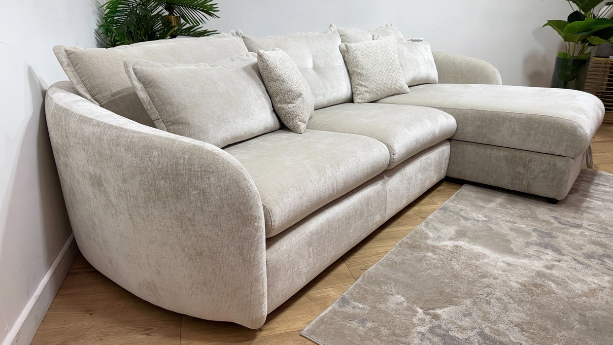 Sofology Portobello Fabric 3 Seater Chaise Storage Sprung Seats in Luxury Chenille Mist Mix
