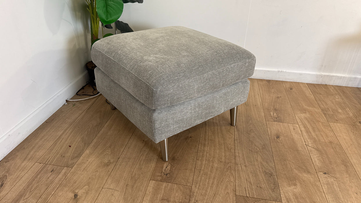 Sofology The Hackney Fabric Memory Foam Footstool in Linen Look Chenille Grey