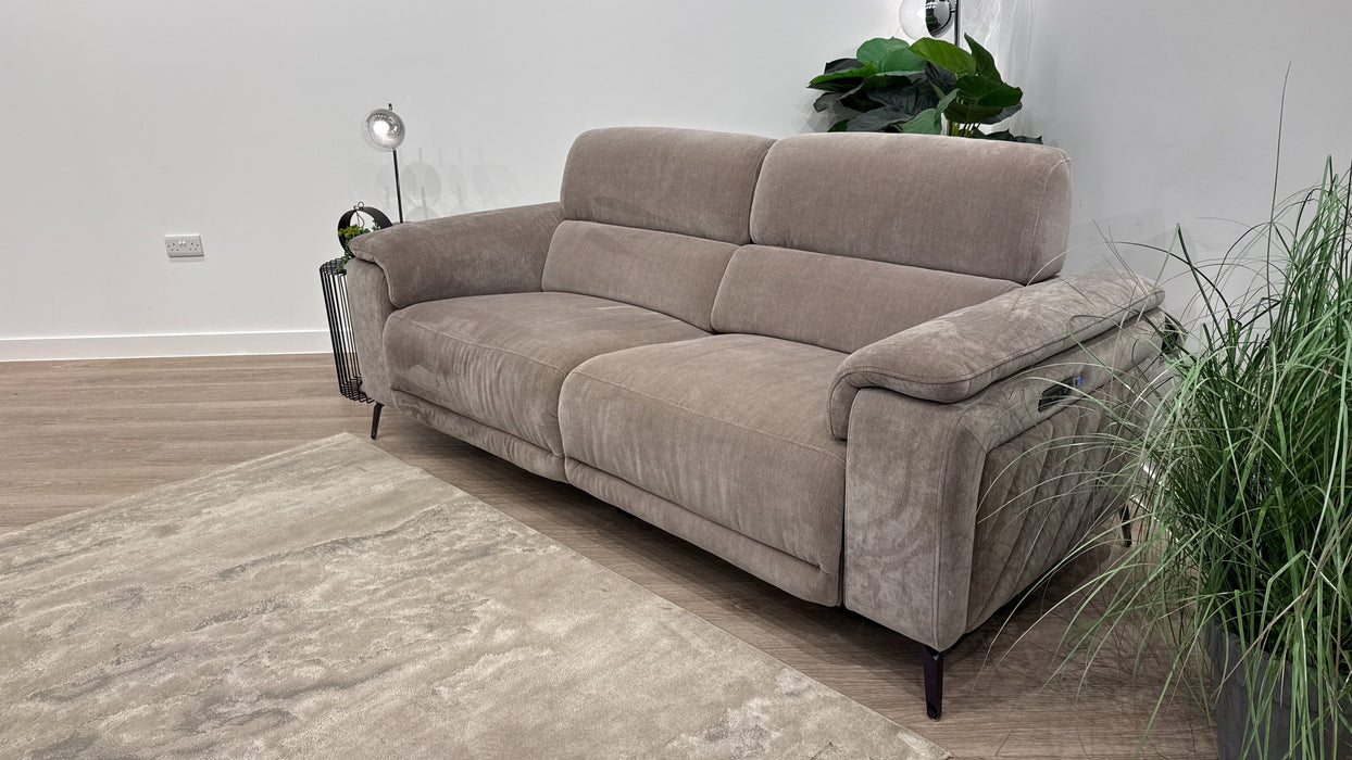 Sofology Fratelli Fabric 2.5 Seater Power Recliner/Headrest in Relaxed Chenille Nutmeg