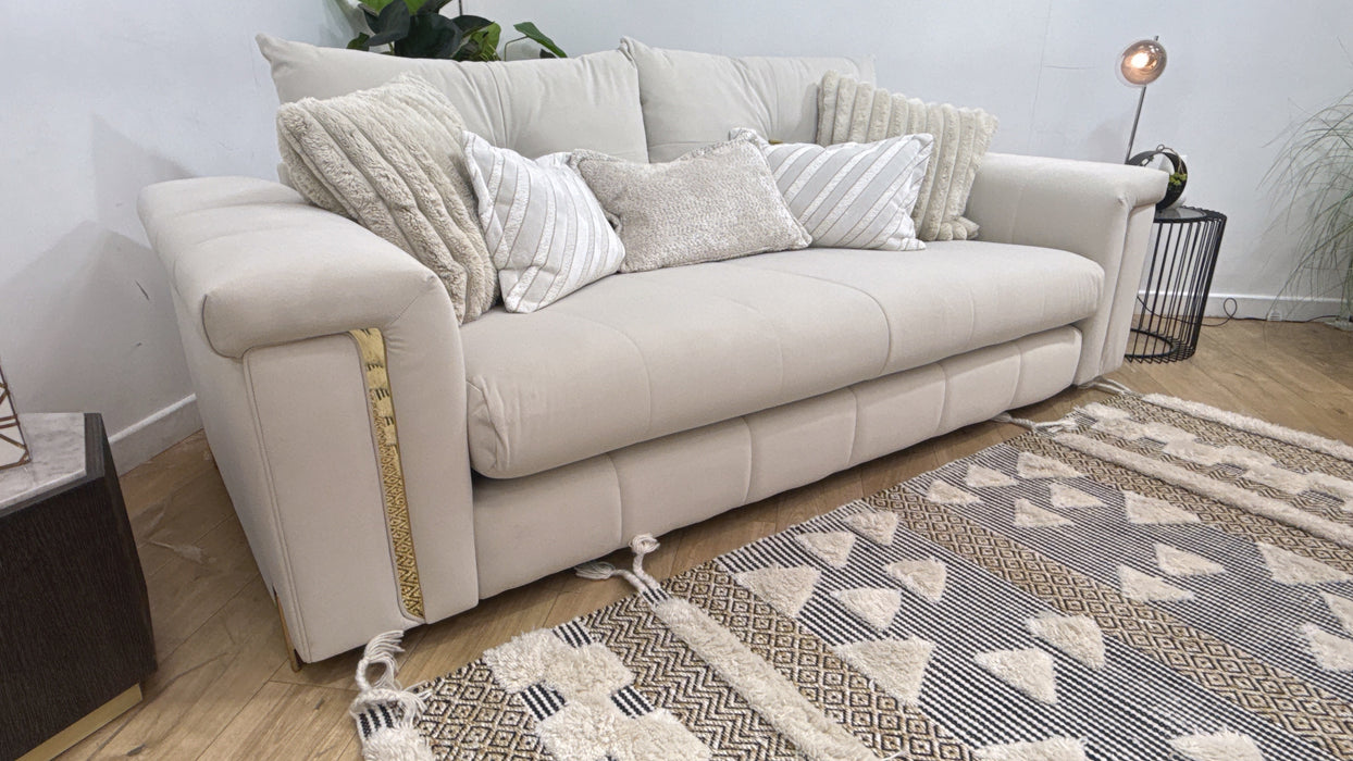 Sofology Oscar Fabric 3 Seater Sofa in Super Matt Velvet Ecru