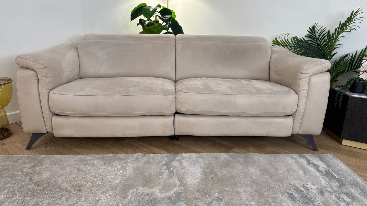 Sofology Ezra Fabric 3 Seater Power Recliner/Headrest in Tara Mink