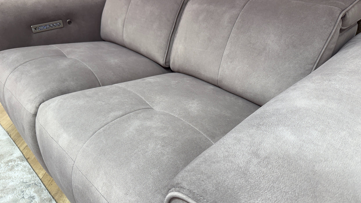 Sofology Riviera Fabric 2 Seater Power Recliner/Headrest Heated Seats in Lifestyle Flecked Nutmeg