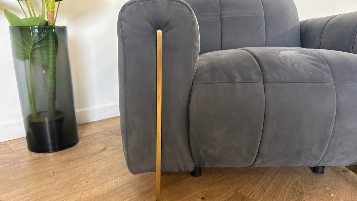 Sofology The Paramount Fabric Chair Power Recliner/Headrest Speakers in Lifestyle Nubuck Feel Charcoal