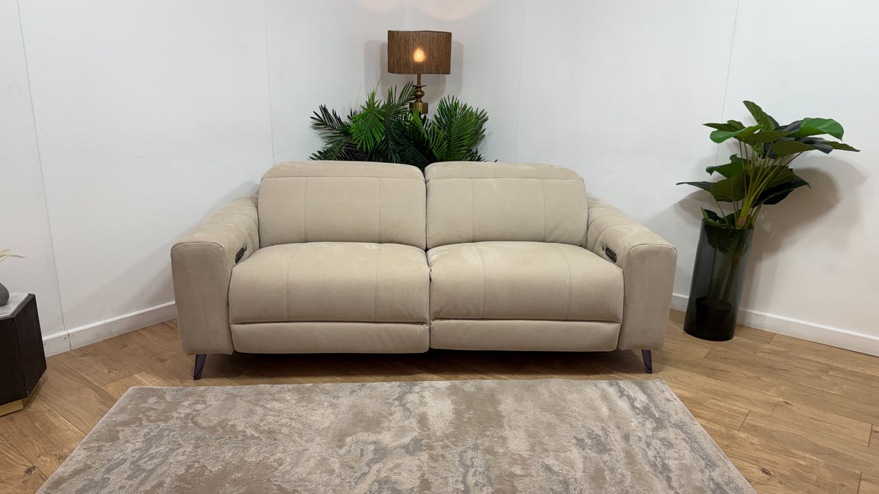 Sofology Allure Fabric 2.5 Seater Power Recliner/Headrest Heated Seats Lumbar Support in Lifestyle Nubuck Feel Stone