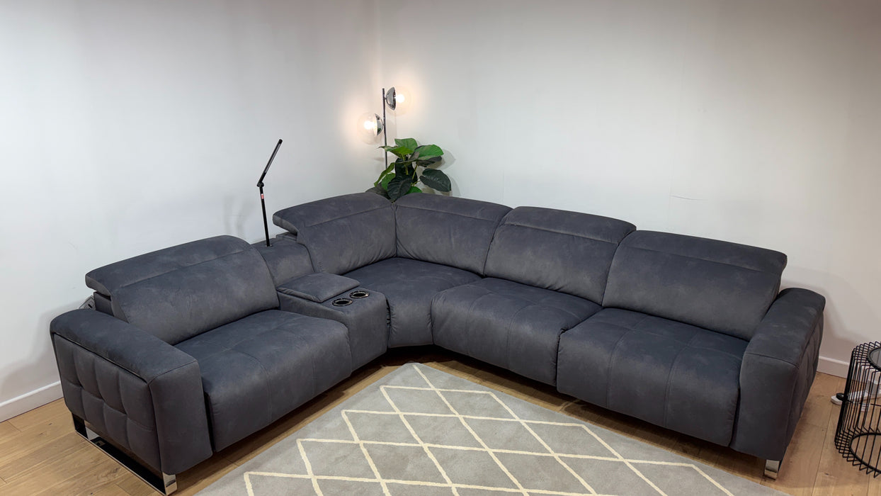 Sofology The Marvella Fabric 1.5 Console Corner 3 Power Recliner/Headrest in Lifestyle Flecked Charcoal