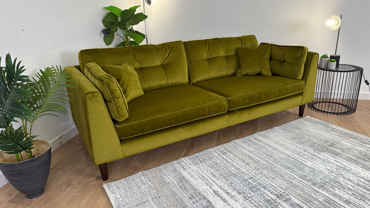 Cricket 4 Seater Sofa - Fabric - Green Velvet All Over