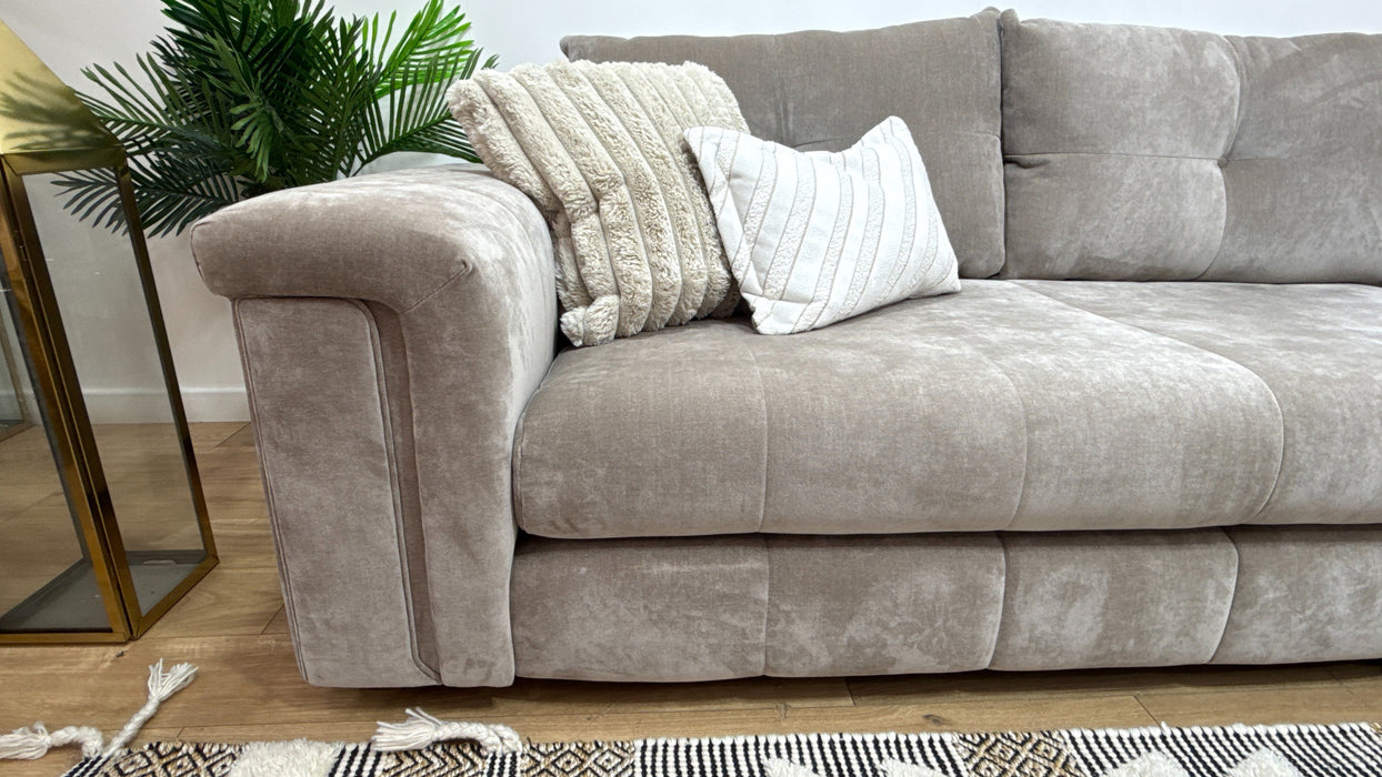 Sofology Oscar Fabric 3 Corner 3 in Fine Textured Chenille Stone Mix