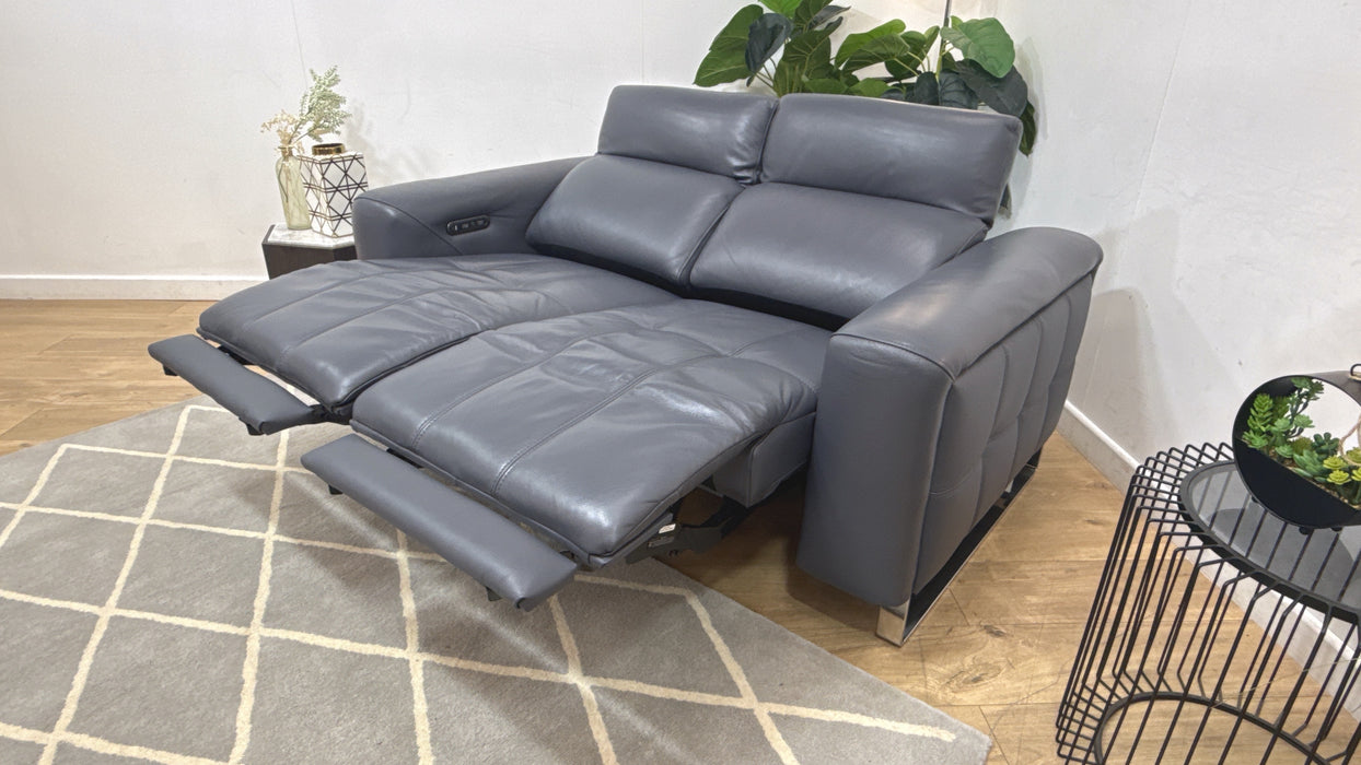 Sofology Marvella Leather 2 Seater Power Recliner/Headrest in Trusty Sheen Lavender Grey