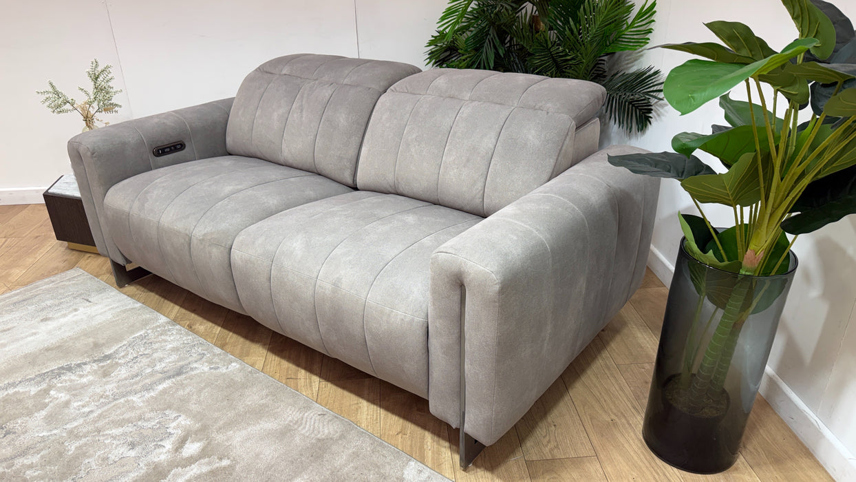 Sofology Paramount Fabric 2.5 Seater Power Recliner/Headrest in Lifestyle Flecked Stone