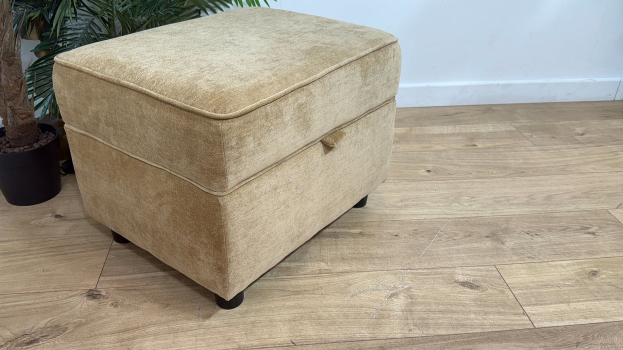 Sofology Brixton Fabric Storage Footstool in Soft Chenille Almond