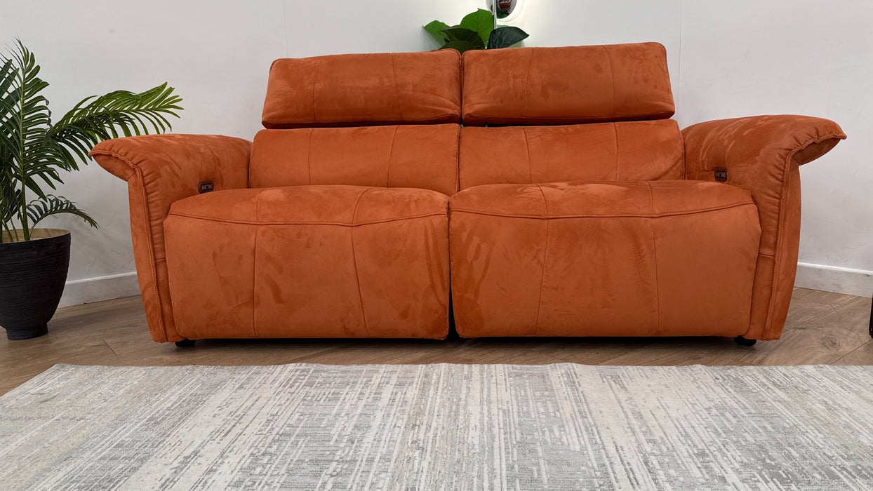 Sofology Cadenza Fabric 2.5 Seater Power Recliner/Headrest in Lifestyle Plush Burnt Orange