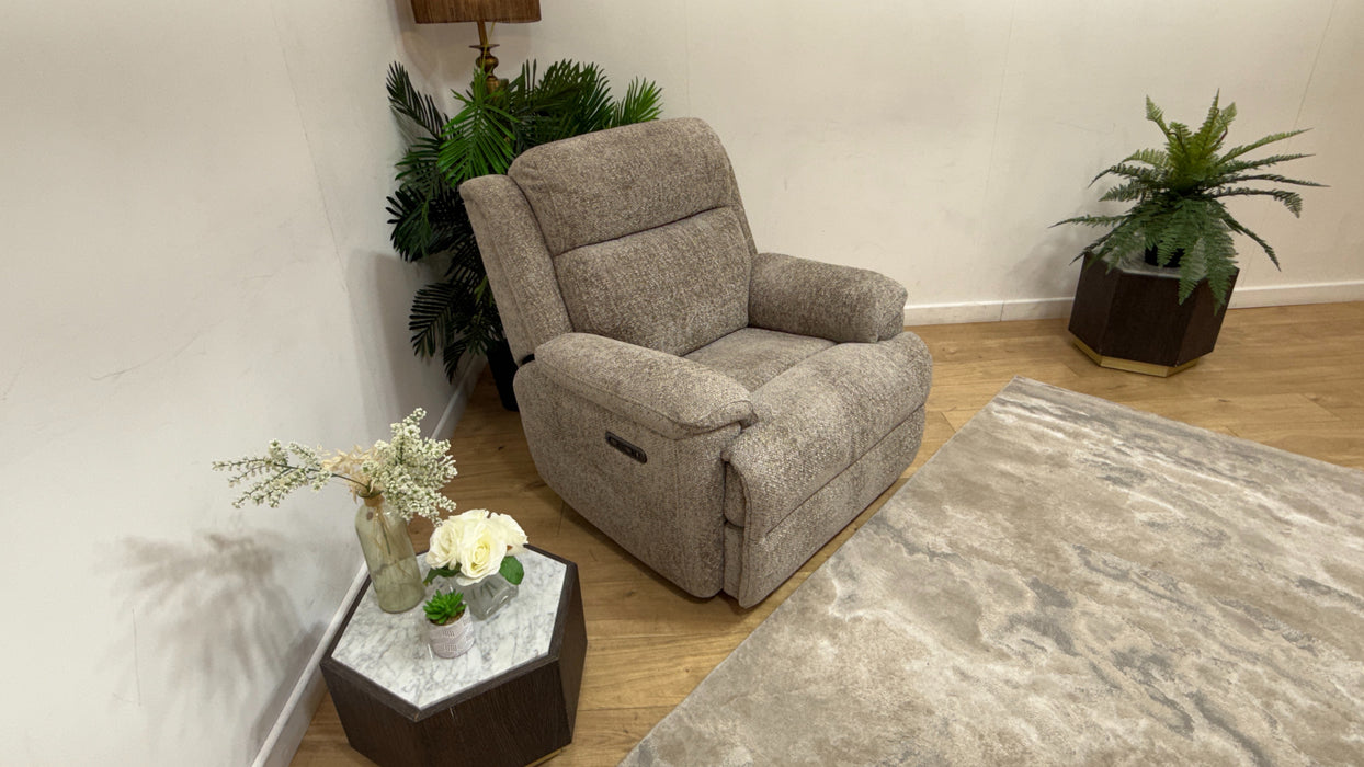 Sofology Gracie Fabric Chair Power Recliner In Hopsack Mink