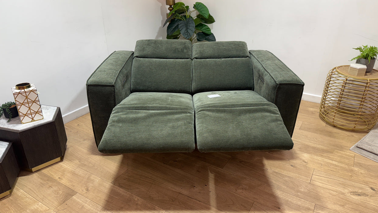 Sofology Horizon Fabric 2 Seater Power Recliner/Headrest in Textured Chenille Pine