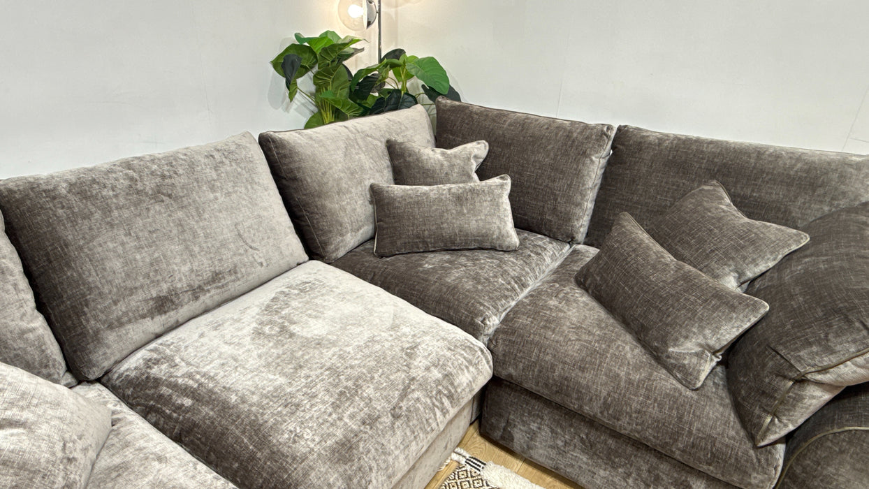 Sofology Georgio Fabric 3 Corner 1 Feather Flex Seats in Luxe Chenille Mocha Mix