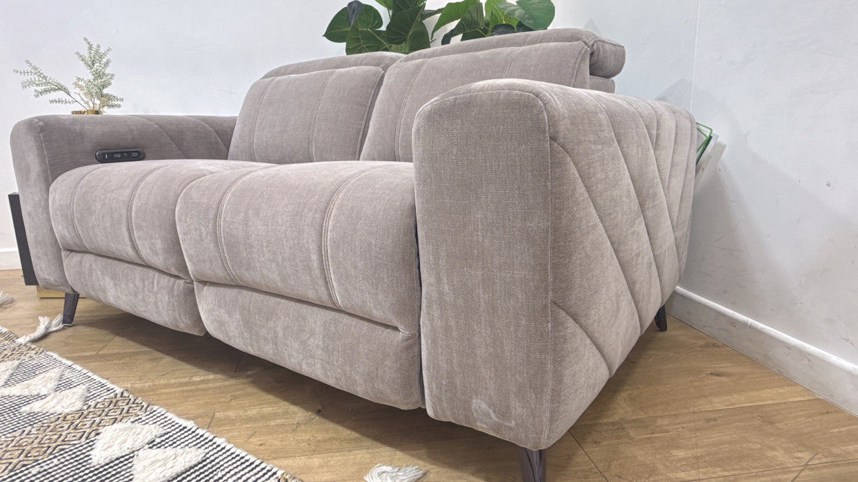 Sofology Allure Fabric 2 Seater Power Recliner/Headrest in Relaxed Chenille Nutmeg