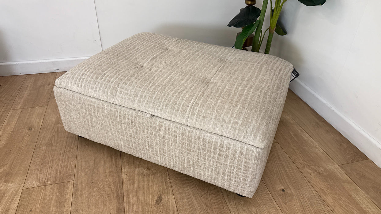 Sofology Ascot Fabric Storage Footstool in Textured Chenille Natural