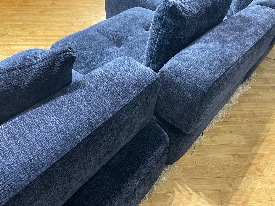 Flex Chaise 4 Seater Chenille Navy Power Reclining Backs (WA2)