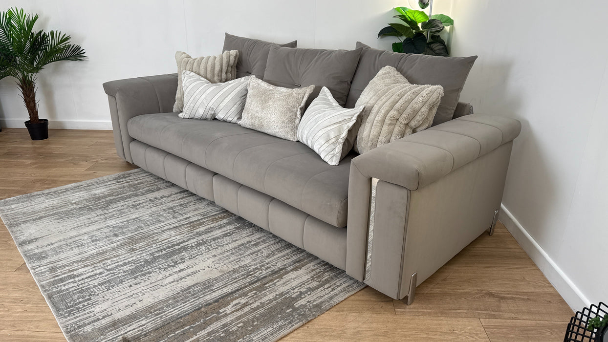 Sofology Oscar 4 Seater Split Fabric Sofa in Matt Velvet Pebble
