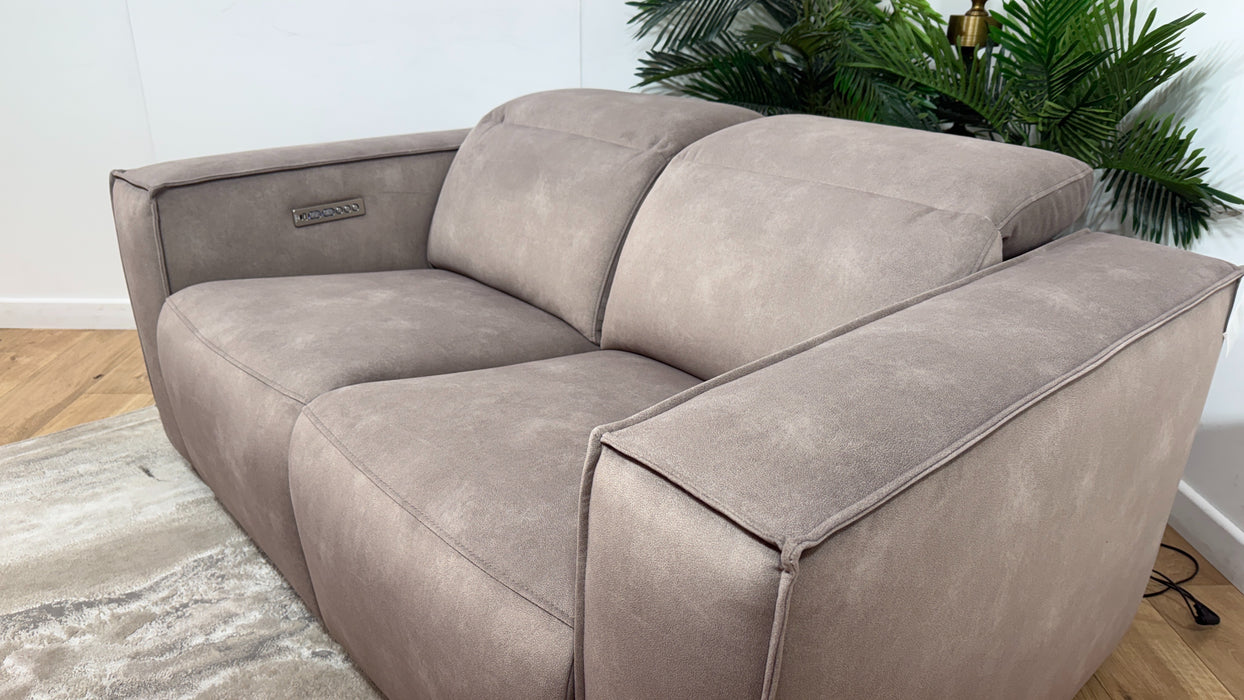 Sofology Horizon Fabric 2 Seater Power Recliner/Headrest in Lifestyle Flecked Nutmeg