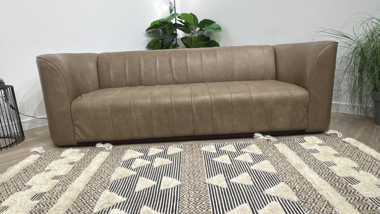 Sofology 4 Seater Leather Sofa in Relaxed Natural