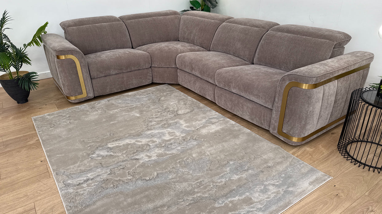 Sofology The Plaza 1.5 Corner 3 Fabric Recliner in Relaxed Chenille Nutmeg