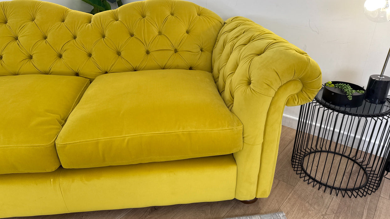 DFS The Windsor 3 Seater Fabric Sofa Bed in Velvet Yellow