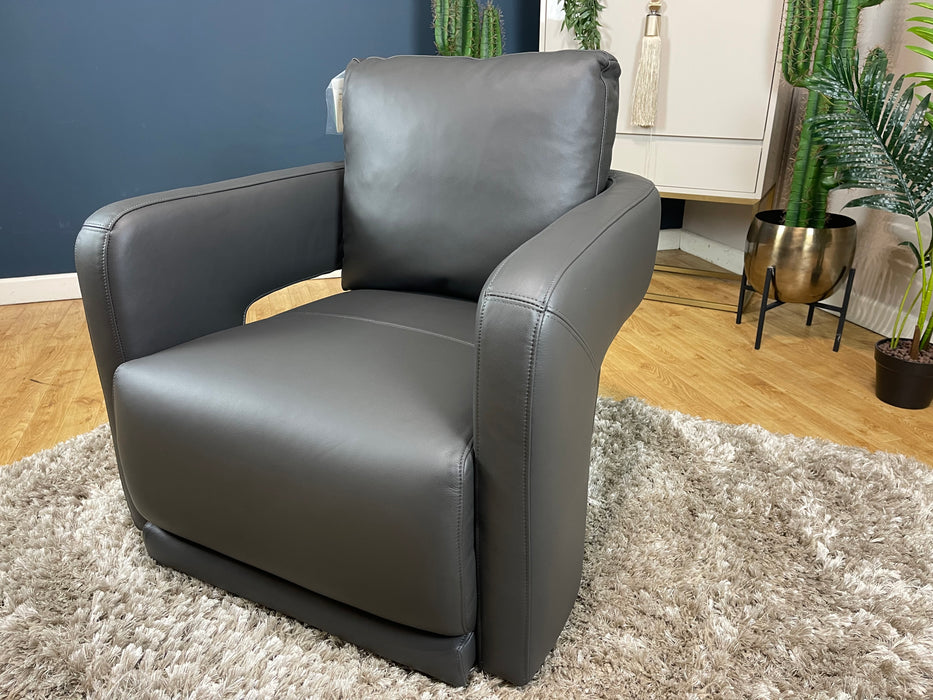 Flex Swivel Accent Chair - Trusty Matt Charcoal Leather (WA2)