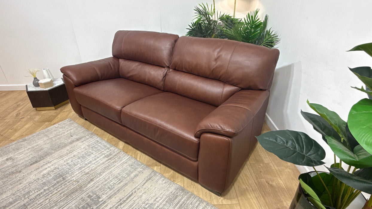 Sofology Santina Leather 3 Seater in Relaxed Soft Brown