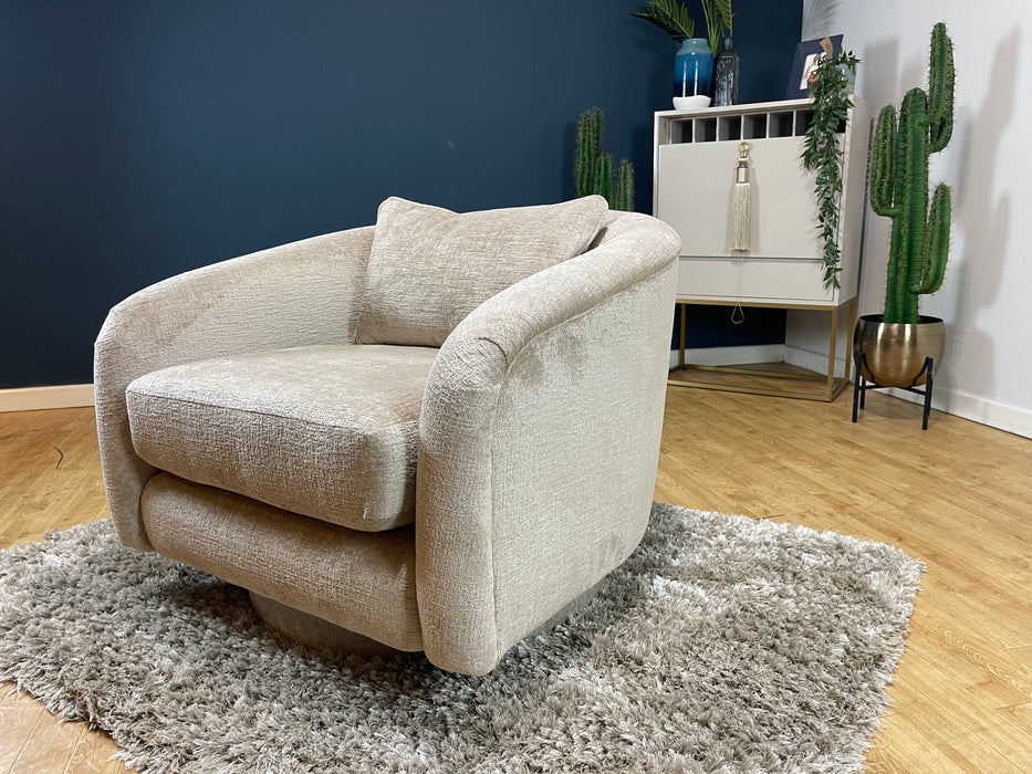 Westwood Swivel Chair Teddy Chenille Natural Fabric All Over (WA2)