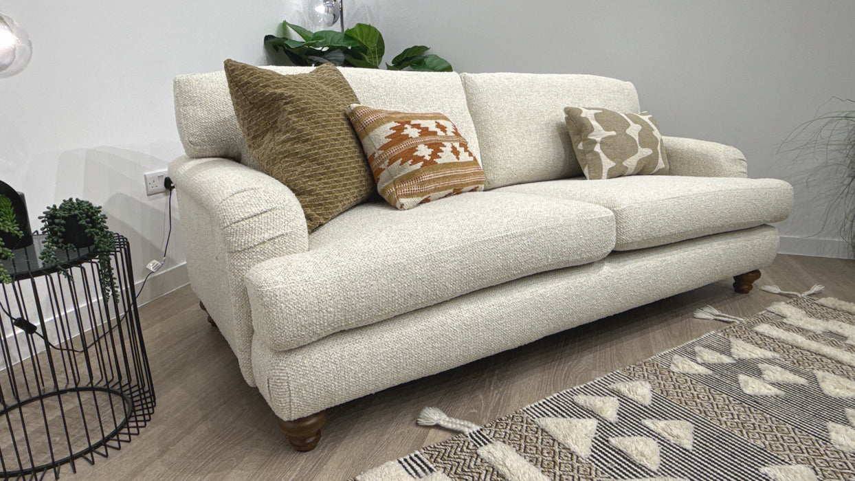Sofology Hampton Fabric 3 Seater in Chunky Knit Chenille Natural/Burnt Sienna Mix