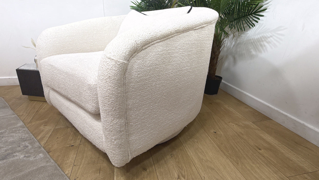 Sofology Westwood Fabric Swivel Chair in Soft Boucle Ecru