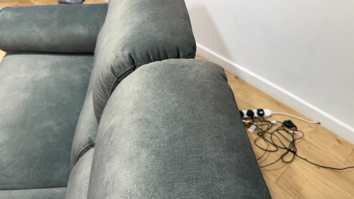 Sofology Hugo Fabric 2.5 Seater Power Recliner/Headrest in Lifestyle Flecked Mineral Green