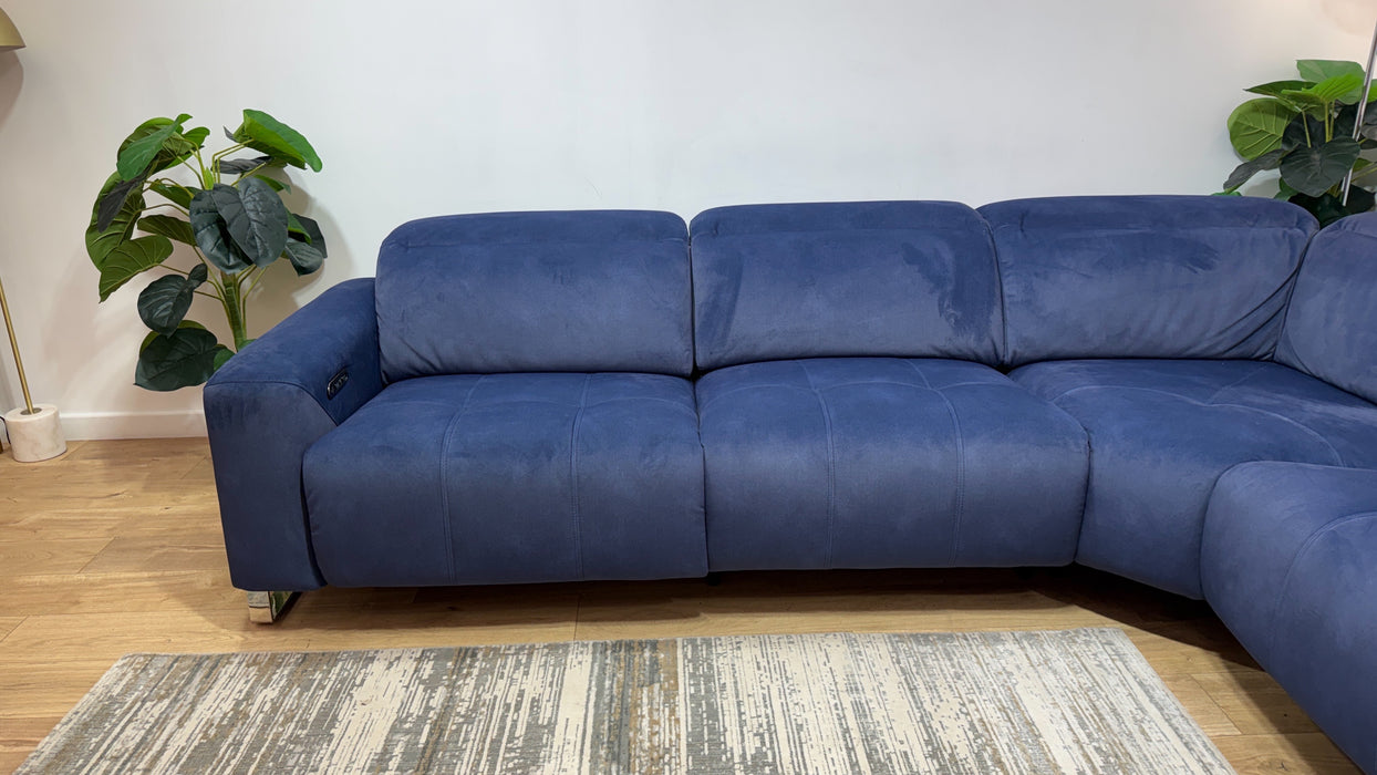 Sofology Marvella Fabric 3 Corner 1.5 Power Recliner/Headrest in Lifestyle Flecked Navy