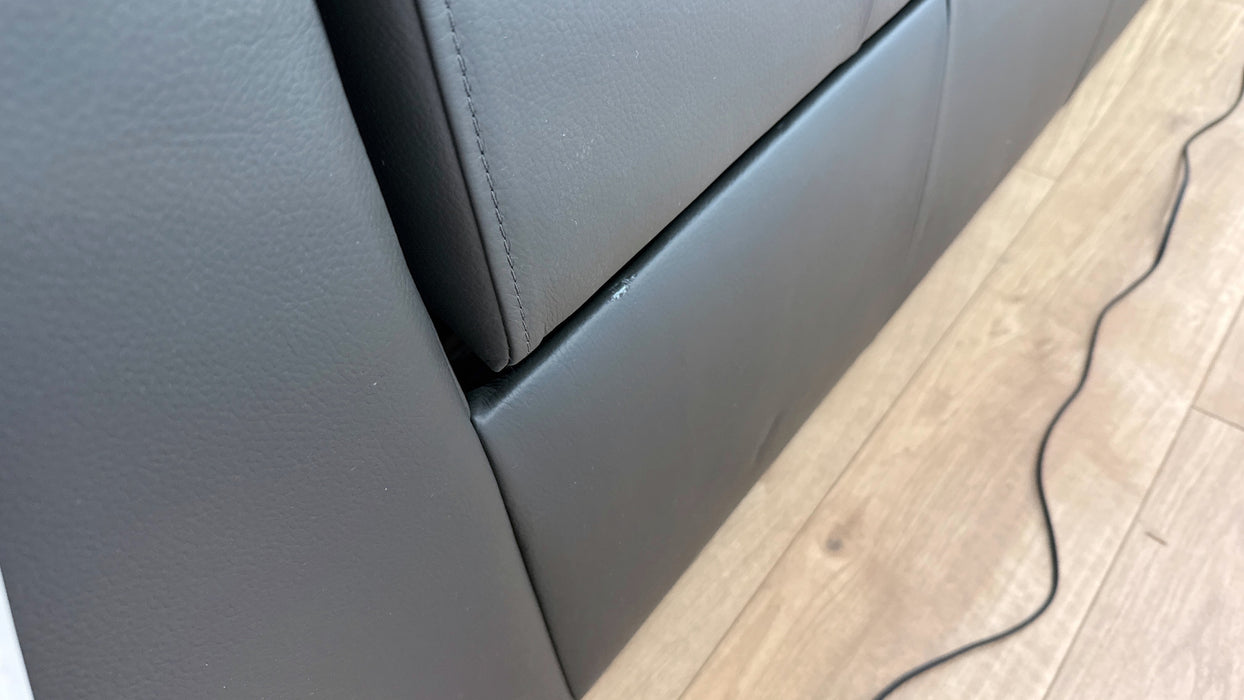 Sofology Lumiere Leather 3 Console Corner 3 Power Recliner/Headrest in Trusty Embossed Charcoal