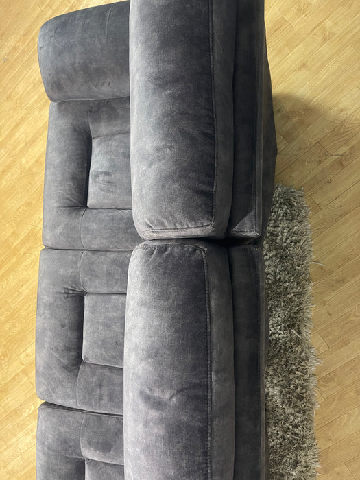 Radleigh Fabric 4 Seater Split Sofa - Washed Velvet Charcoal Manual Recliner (WA2)