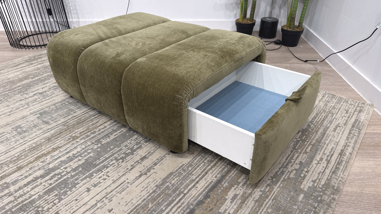 Sofology Waldorf Fabric Storage Footstool in Soft Chenille Olive