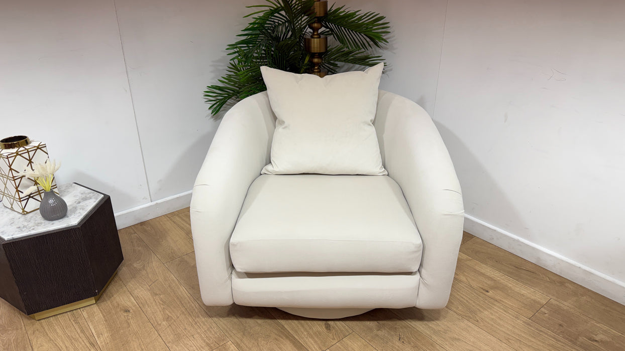 Sofology Oscar Fabric Swivel Chair in Super Matt Velvet Ecru Mix