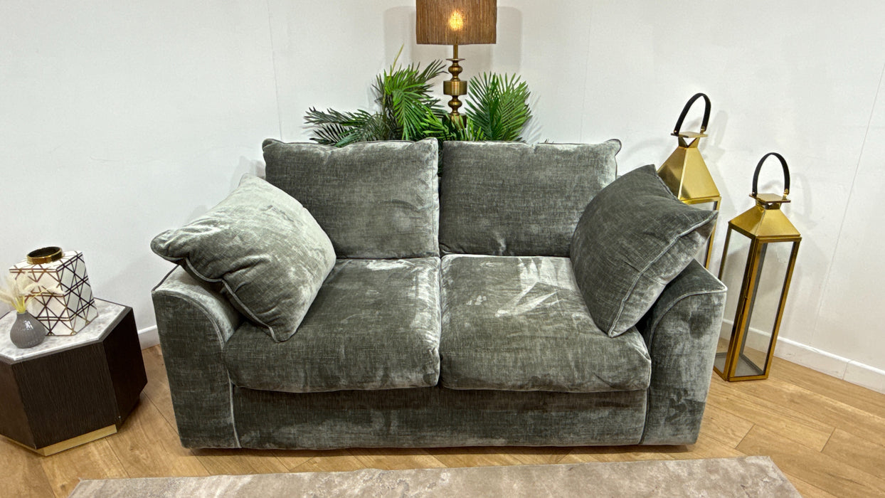 Sofology Georgio Fabric 2 Seater Feather Flex Seats in Luxe Chenille Alpine Green