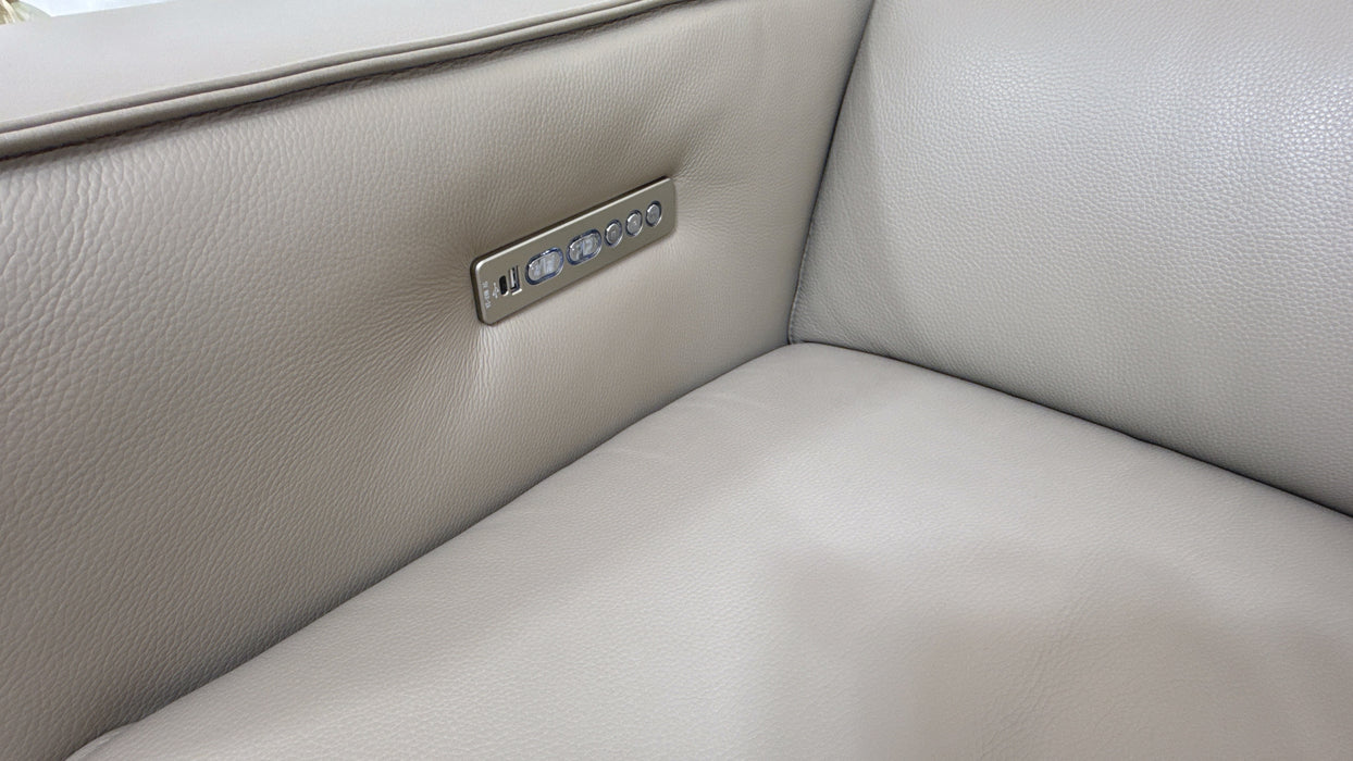 Sofology Horizon Leather 2 Seater Power Recliner/Headrest in Trusty Embossed Stone
