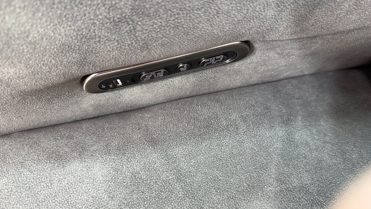 Sofology Premiere Fabric Loveseat Power Recliner/Headrest in Lifestyle Flecked Mineral Green
