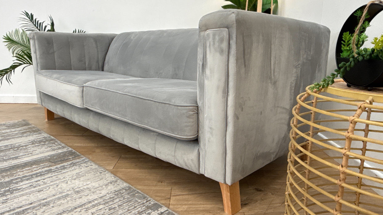 Sofology Fluted Isla Fabric 3 Seater in Velluto Silver