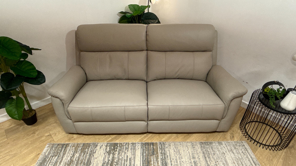 Sofology Bradie Leather 2.5 Seater Power Recliner/Headrest in Trusty Embossed Light Grey