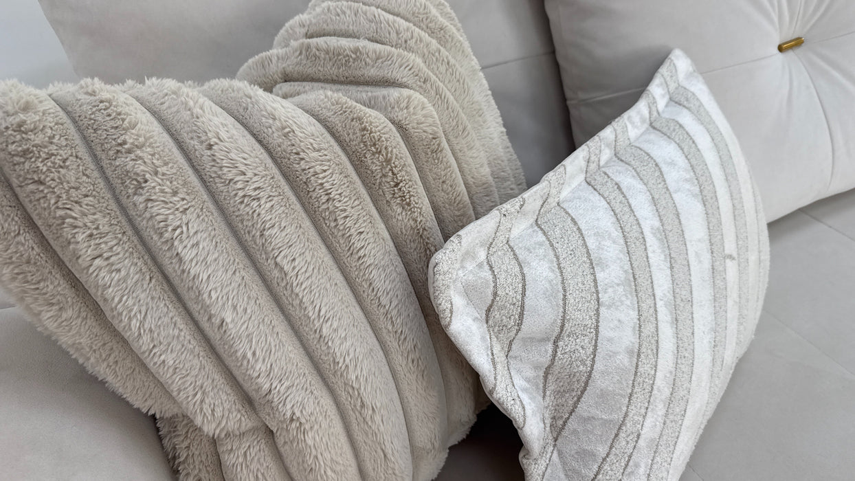 Sofology The Oscar 4 Seater Fabric Sofa in Super Matt Velvet Ecru Mix